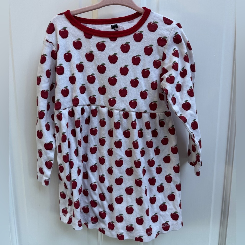 HB Girls 4T Apple Picking Print Casual Long Sleeve Back to School Dress